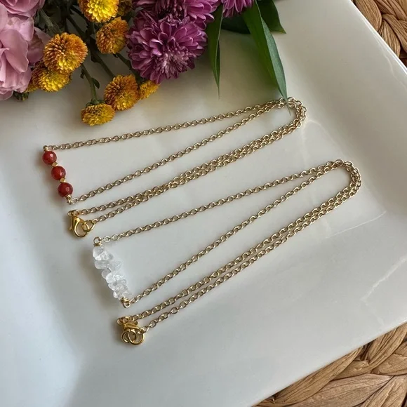 Crystal Quartz and Carnelian Necklace Set - Picture 5 of 6